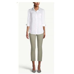 WHBM Stretch Pull On Sage Color Crop Pants Size 10